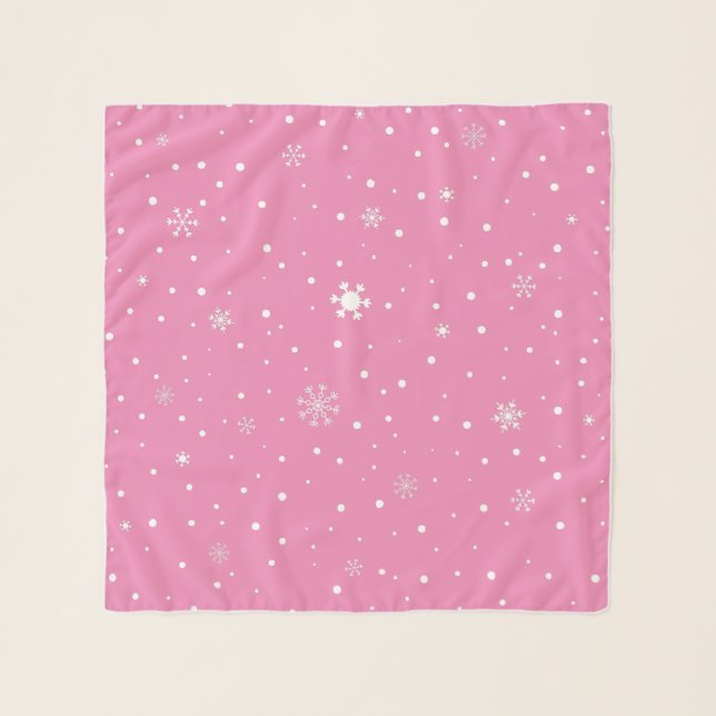 Christmas snowflake pink and white polka dot scarf (Front)