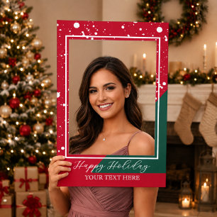 Christmas Snowflake Red Green Holiday Party Selfie Frame