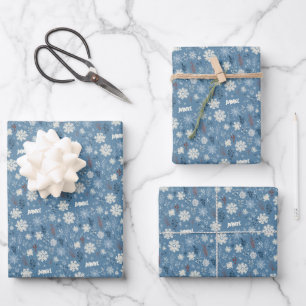 Christmas Snowflake Repeating Name Personalized Wrapping Paper Sheets