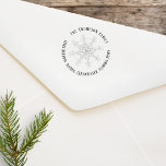 Christmas Snowflake Return Address Self-inking Stamp<br><div class="desc">Add a festive touch to your holiday mail with this Christmas return address stamp! Personalize it with your family name to create a unique, stylish stamp for all your seasonal greetings. Featuring an elegant rustic winter snowflake design and round circle text typography, this minimalist yet whimsical stamp blends simplicity with...</div>