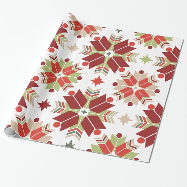 Christmas snowflake scandinavian pattern wrapping paper (Unrolled)