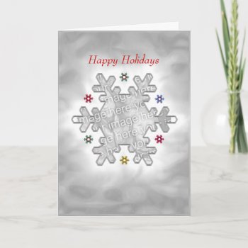 Christmas Snowflake Silver (photo Frame) Holiday Card by xfinity7 at Zazzle