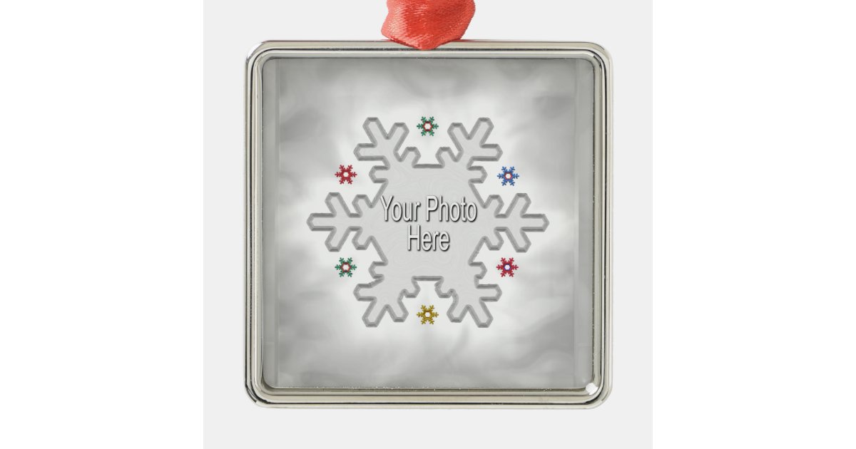 Christmas Snowflake Silver (photo frame) Metal Ornament | Zazzle.com