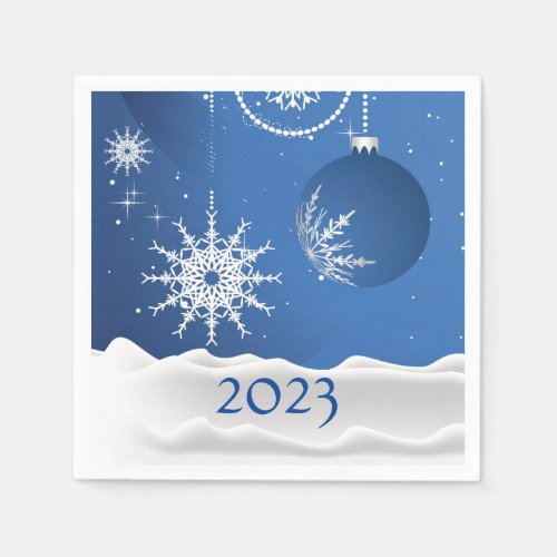 Christmas Snowflake Snow 2023 Add Name Paper Napkins
