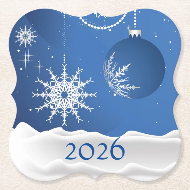 Christmas Snowflake Snow Coaster 2026 Add Name (Front)
