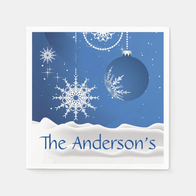 Christmas Snowflake Snow Cocktail Napkins    (Front)