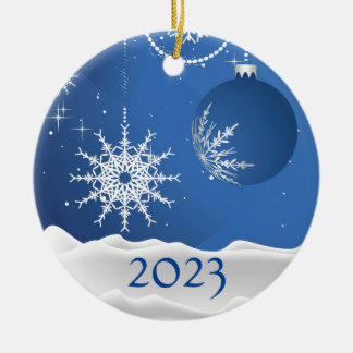 Christmas Snowflake Snow Ornament 2023 Add Name