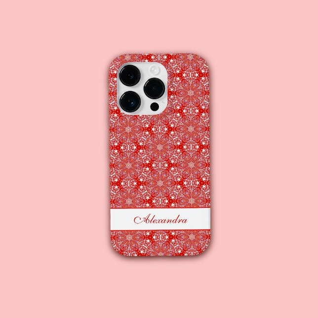 Christmas Snowflake Star Pattern Personalized Red Case-Mate iPhone Case (Creator Uploaded)