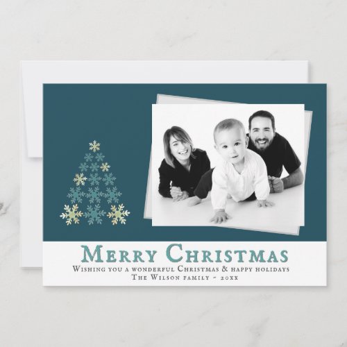 Christmas Snowflake Tree Merry Christmas Photo Holiday Card