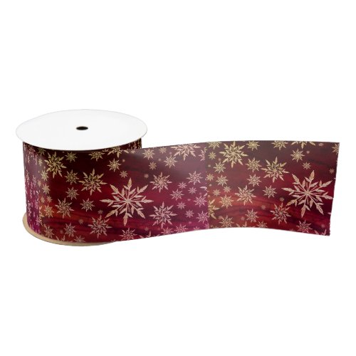 Christmas Snowflake Wine Satin Ribbon