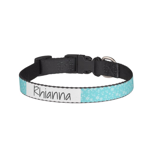 Christmas Snowflake Winter Personalized Name Pet Collar (Front)