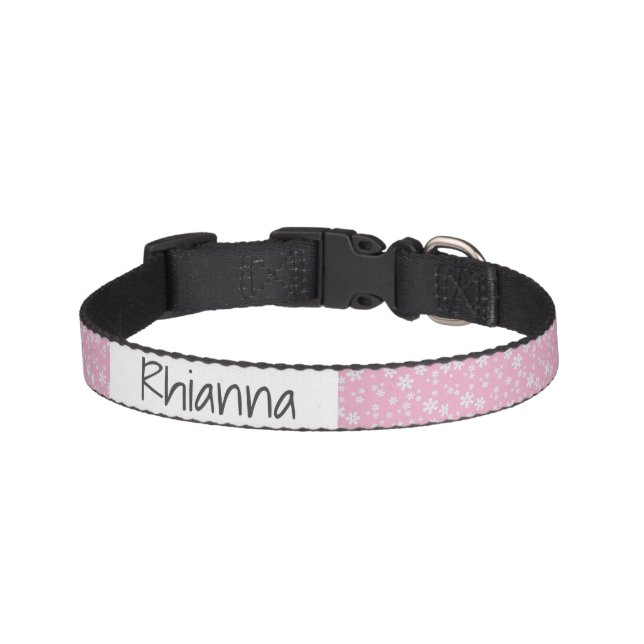 Christmas Snowflake Winter Personalized Name Pet Collar (Front)