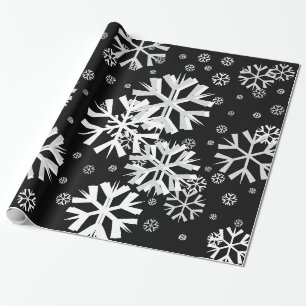 Christmas Snowflake Wrapping Paper-Black Wrapping Paper