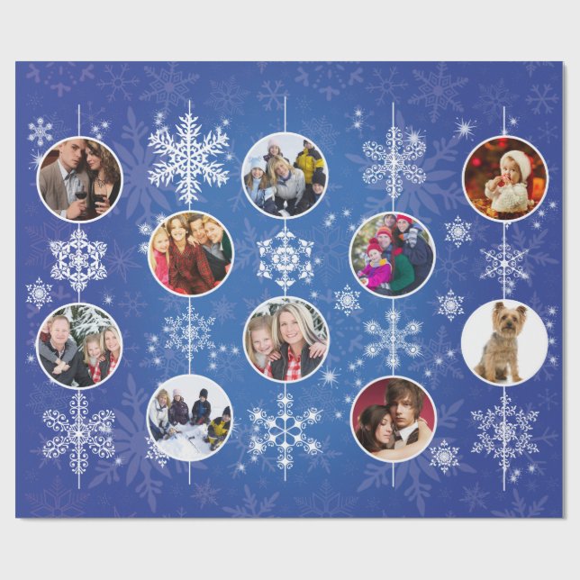 Christmas Snowflakes 10 Favorite Family Photos Wrapping Paper (Flat)