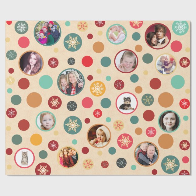 Christmas Snowflakes 14 Favorite Family Photos Wrapping Paper (Flat)