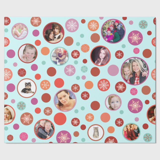 Christmas Snowflakes 14 Favorite Family Pictures Wrapping Paper (Seam)