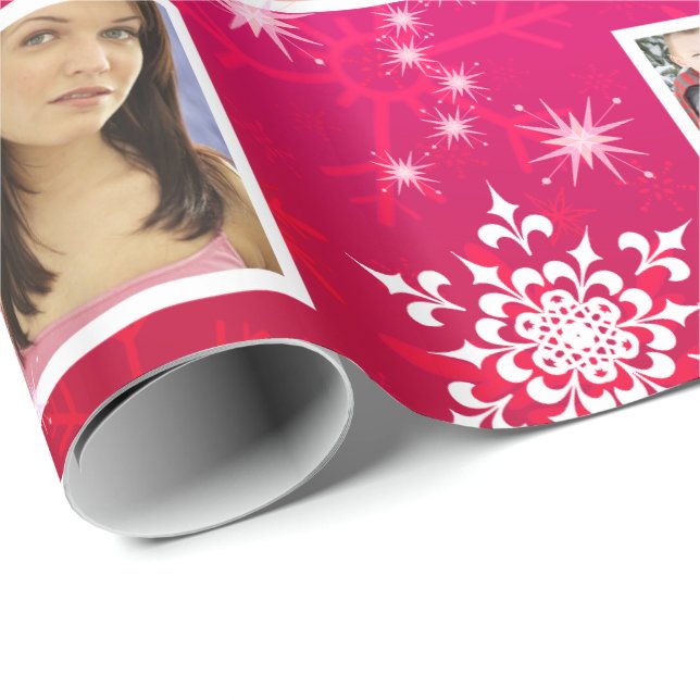 Christmas Snowflakes 15 Favorite Family Photos Wrapping Paper (Roll Corner)
