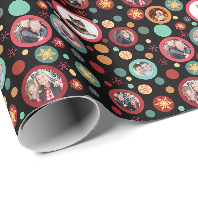 Christmas Snowflakes 8 Favorite Family Photos Wrapping Paper (Roll Corner)