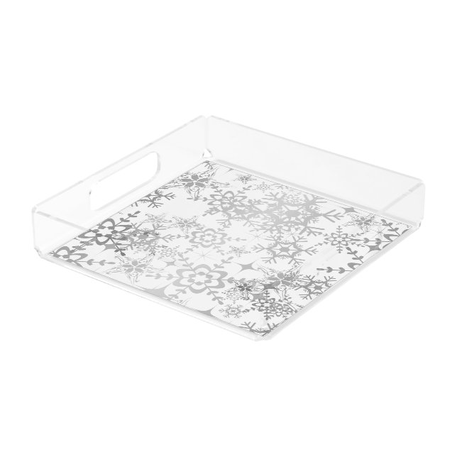 Christmas Snowflakes Acrylic Tray (Angled)