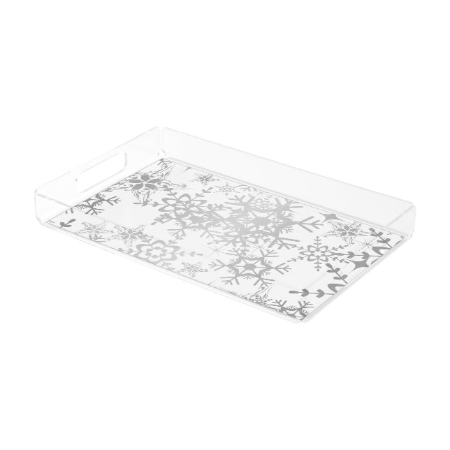 Christmas Snowflakes Acrylic Tray (Angled)