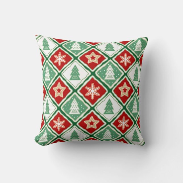 Christmas snowflakes and Christmas trees  Throw Pi Throw Pillow (Front)