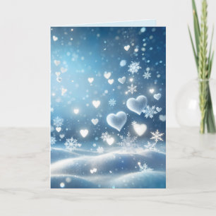Christmas Snowflakes and Snow Hearts Card