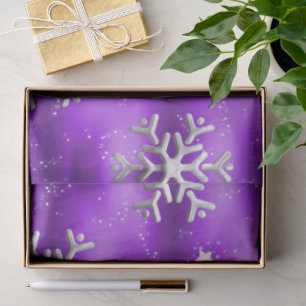 Christmas Snowflakes and Stars on Purple Tissue Paper