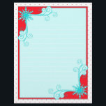 Christmas Snowflakes and Swirls Beautiful Red Aqua Letterhead<br><div class="desc">So beautiful,  one in a collection of lovely letterhead stationery for the holidays! Cherie's Art original.</div>