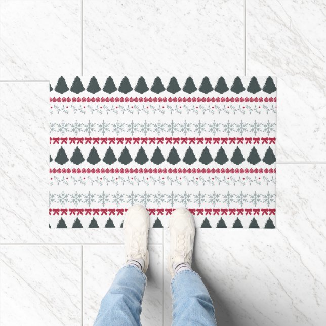 Christmas Snowflakes and Trees Doormat (Indoor)