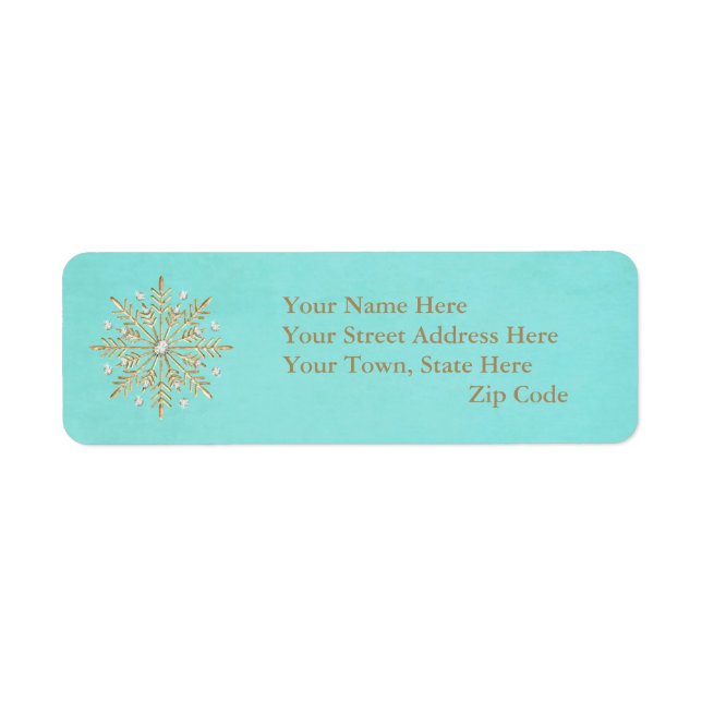 Christmas Snowflakes Aqua & Gold Label (Front)