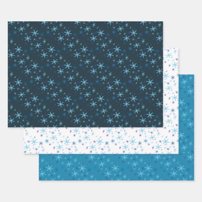 Christmas Snowflakes Assorted Wrapping Paper Set