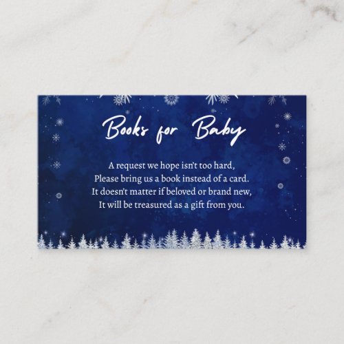 Christmas Snowflakes Baby Shower Book Request  Enclosure Card