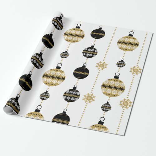 Christmas Snowflakes Baubles Holiday Gift Wrap Wrapping Paper