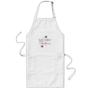 Christmas Snowflakes Black and Red Long Apron