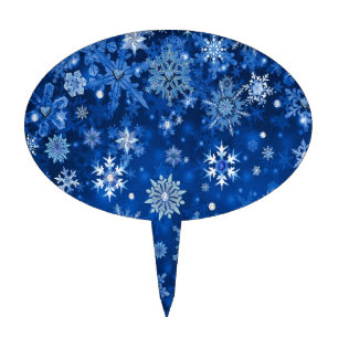 Christmas Snowflakes Blue and Silver Cake Topper