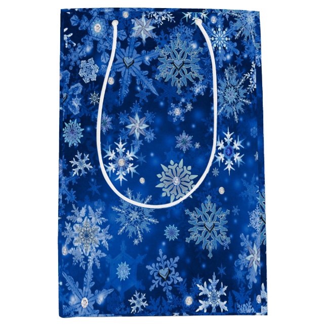 Christmas Snowflakes Blue and Silver Gift Bag (Front)