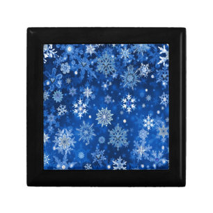 Christmas Snowflakes Blue and Silver Keepsake Box