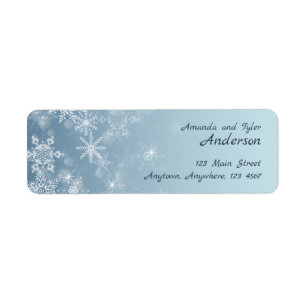 Christmas Snowflakes Blue Holiday Return Address Label