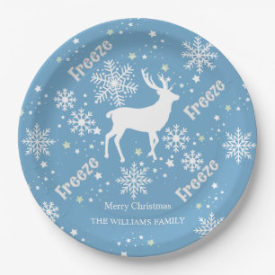 Christmas Snowflakes  blue Paper Plate