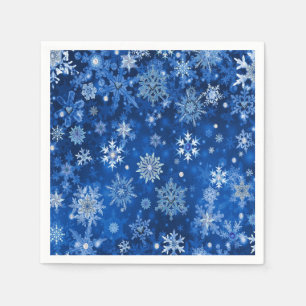 Christmas Snowflakes Blue & Silver Paper Napkins