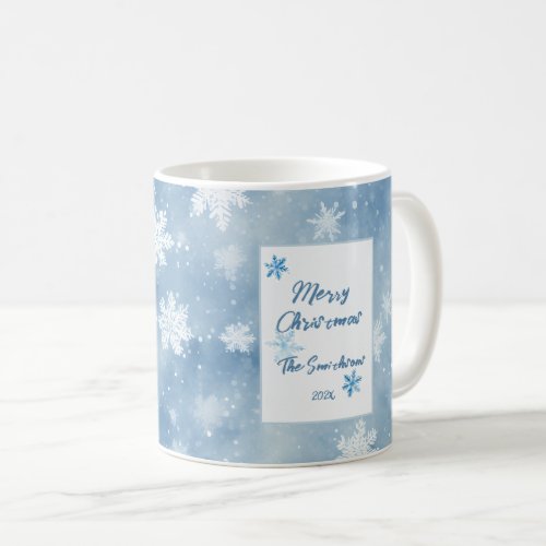 Christmas Snowflakes Blue Sky Coffee Mug