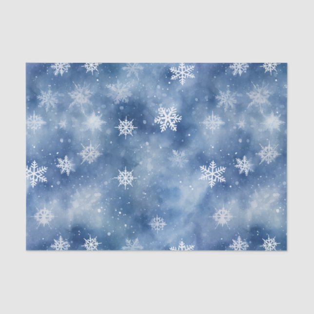 Christmas Snowflakes Blue Sky Tissue Paper (Front)