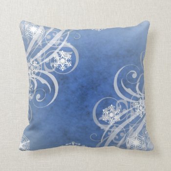 Christmas Snowflakes Blue Throw Pillow by TheInspiredEdge at Zazzle