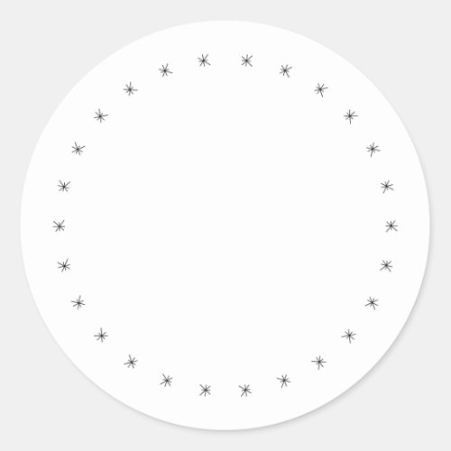 Christmas snowflakes border black white blank cute classic round sticker