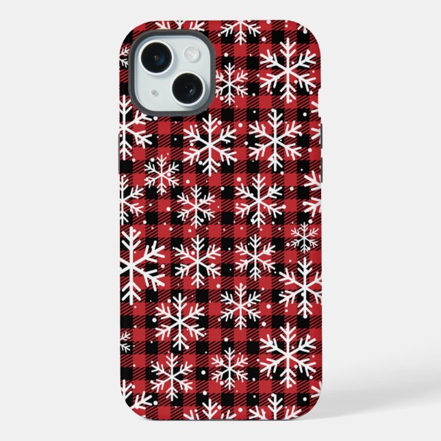 Christmas Snowflakes Buffalo Plaid Pattern  Iphone Case (Back)