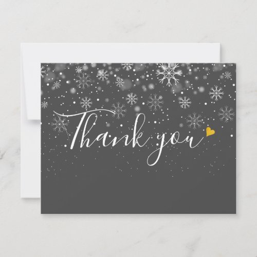 Christmas Snowflakes Business Elegant Script Thank You Card