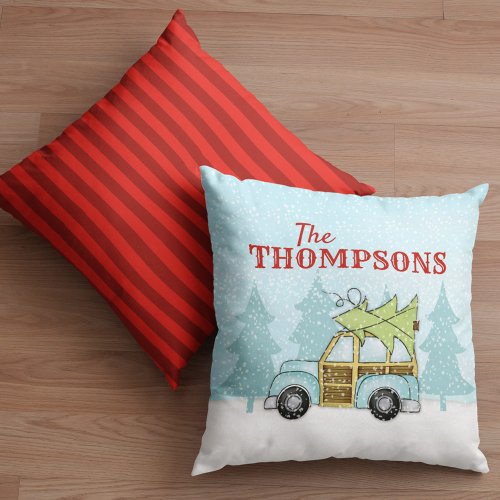 Christmas Snowflakes Car Cute Personalized Custom Throw Pillow