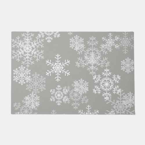 Christmas Snowflakes Doormat_Gray Doormat