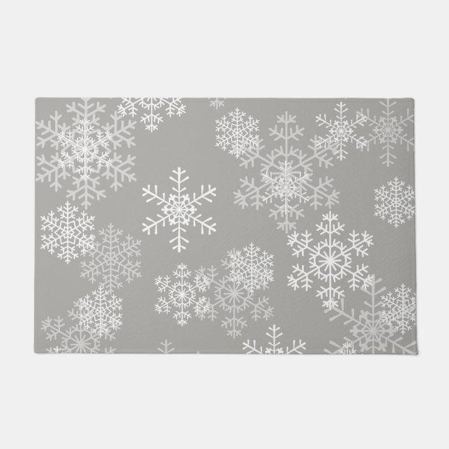 Christmas Snowflakes Doormat-Gray Doormat (Front)