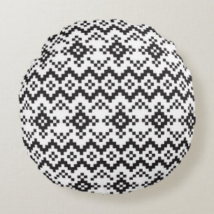 Christmas Snowflakes Fair Isle Seamless Patternart Round Pillow